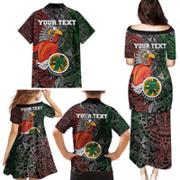 Personalized Mexican Tribal Aztec Warriors Family Matching Puletasi and Hawaiian Shirt Aztec Sun God - Wonder Print Shop
