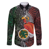 Personalized Mexican Tribal Aztec Warriors Family Matching Short Sleeve Bodycon Dress and Hawaiian Shirt Aztec Sun God - Wonder Print Shop