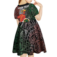 Personalized Mexican Tribal Aztec Warriors Kid Short Sleeve Dress Aztec Sun God - Wonder Print Shop