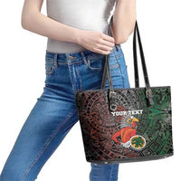 Personalized Mexican Tribal Aztec Warriors Leather Tote Bag Aztec Sun God - Wonder Print Shop