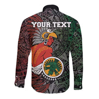 Personalized Mexican Tribal Aztec Warriors Long Sleeve Button Shirt Aztec Sun God - Wonder Print Shop