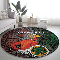 Personalized Mexican Tribal Aztec Warriors Round Carpet Aztec Sun God