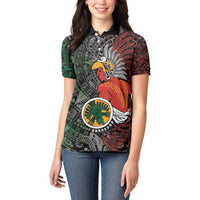 Personalized Mexican Tribal Aztec Warriors Women Polo Shirt Aztec Sun God - Wonder Print Shop