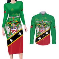Personalized Saint Kitts And Nevis Couples Matching Long Sleeve Bodycon Dress and Long Sleeve Button Shirt Country Above Self - Wonder Print Shop