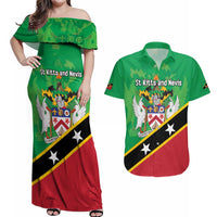 Personalized Saint Kitts And Nevis Couples Matching Off Shoulder Maxi Dress and Hawaiian Shirt Country Above Self - Wonder Print Shop