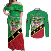 Personalized Saint Kitts And Nevis Couples Matching Off Shoulder Maxi Dress and Long Sleeve Button Shirt Country Above Self - Wonder Print Shop
