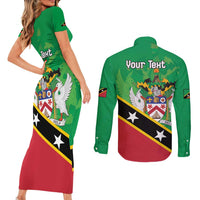 Personalized Saint Kitts And Nevis Couples Matching Short Sleeve Bodycon Dress and Long Sleeve Button Shirt Country Above Self - Wonder Print Shop