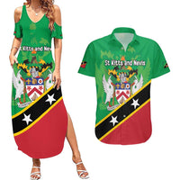 Personalized Saint Kitts And Nevis Couples Matching Summer Maxi Dress and Hawaiian Shirt Country Above Self - Wonder Print Shop
