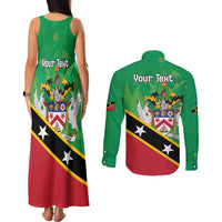 Personalized Saint Kitts And Nevis Couples Matching Tank Maxi Dress and Long Sleeve Button Shirt Country Above Self - Wonder Print Shop