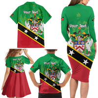 Personalized Saint Kitts And Nevis Family Matching Long Sleeve Bodycon Dress and Hawaiian Shirt Country Above Self - Wonder Print Shop