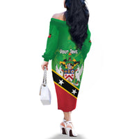Personalized Saint Kitts And Nevis Family Matching Off The Shoulder Long Sleeve Dress and Hawaiian Shirt Country Above Self - Wonder Print Shop