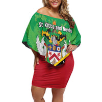 Personalized Saint Kitts And Nevis Family Matching Off Shoulder Short Dress and Hawaiian Shirt Country Above Self - Wonder Print Shop
