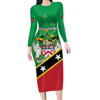 Personalized Saint Kitts And Nevis Long Sleeve Bodycon Dress Country Above Self - Wonder Print Shop