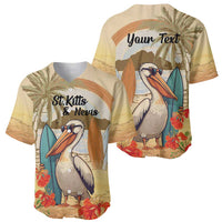 Personalized Saint Kitts And Nevis Baseball Jersey Brown Pelican Beach Vibe - Wonder Print Shop