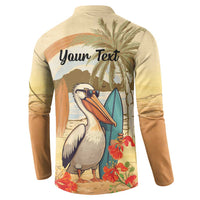 Personalized Saint Kitts And Nevis Button Sweatshirt Brown Pelican Beach Vibe - Wonder Print Shop
