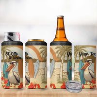 Personalized Saint Kitts And Nevis 4 in 1 Can Cooler Tumbler Brown Pelican Beach Vibe - Wonder Print Shop