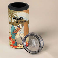 Personalized Saint Kitts And Nevis 4 in 1 Can Cooler Tumbler Brown Pelican Beach Vibe - Wonder Print Shop