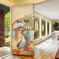 Personalized Saint Kitts And Nevis Door Cover Brown Pelican Beach Vibe - Wonder Print Shop