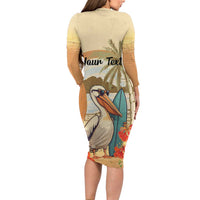 Personalized Saint Kitts And Nevis Family Matching Long Sleeve Bodycon Dress and Hawaiian Shirt Brown Pelican Beach Vibe - Wonder Print Shop