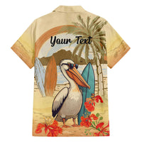 Personalized Saint Kitts And Nevis Family Matching Off The Shoulder Long Sleeve Dress and Hawaiian Shirt Brown Pelican Beach Vibe - Wonder Print Shop