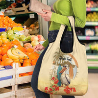 Personalized Saint Kitts And Nevis Grocery Bag Brown Pelican Beach Vibe - Wonder Print Shop