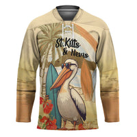 Personalized Saint Kitts And Nevis Hockey Jersey Brown Pelican Beach Vibe - Wonder Print Shop