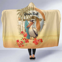 Personalized Saint Kitts And Nevis Hooded Blanket Brown Pelican Beach Vibe - Wonder Print Shop