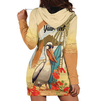 Personalized Saint Kitts And Nevis Hoodie Dress Brown Pelican Beach Vibe - Wonder Print Shop