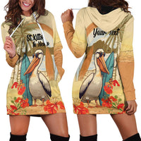 Personalized Saint Kitts And Nevis Hoodie Dress Brown Pelican Beach Vibe - Wonder Print Shop