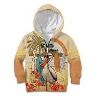 Personalized Saint Kitts And Nevis Kid Hoodie Brown Pelican Beach Vibe - Wonder Print Shop
