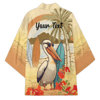 Personalized Saint Kitts And Nevis Kimono Brown Pelican Beach Vibe - Wonder Print Shop