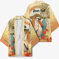 Personalized Saint Kitts And Nevis Kimono Brown Pelican Beach Vibe - Wonder Print Shop