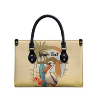 Personalized Saint Kitts And Nevis Leather Bag Brown Pelican Beach Vibe - Wonder Print Shop