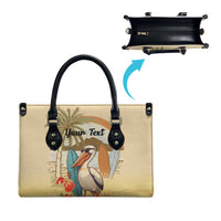 Personalized Saint Kitts And Nevis Leather Bag Brown Pelican Beach Vibe - Wonder Print Shop