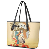 Personalized Saint Kitts And Nevis Leather Tote Bag Brown Pelican Beach Vibe - Wonder Print Shop