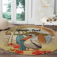 Personalized Saint Kitts And Nevis Round Carpet Brown Pelican Beach Vibe - Wonder Print Shop