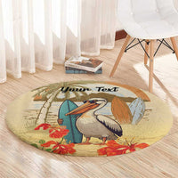 Personalized Saint Kitts And Nevis Round Carpet Brown Pelican Beach Vibe - Wonder Print Shop