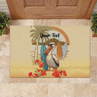 Personalized Saint Kitts And Nevis Rubber Doormat Brown Pelican Beach Vibe - Wonder Print Shop