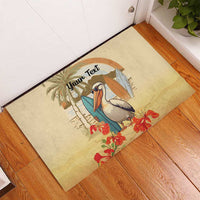 Personalized Saint Kitts And Nevis Rubber Doormat Brown Pelican Beach Vibe - Wonder Print Shop