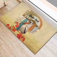 Personalized Saint Kitts And Nevis Rubber Doormat Brown Pelican Beach Vibe - Wonder Print Shop