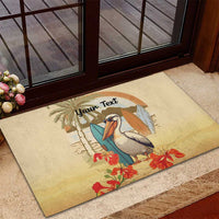 Personalized Saint Kitts And Nevis Rubber Doormat Brown Pelican Beach Vibe - Wonder Print Shop