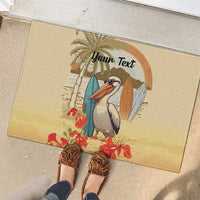 Personalized Saint Kitts And Nevis Rubber Doormat Brown Pelican Beach Vibe - Wonder Print Shop