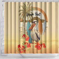 Personalized Saint Kitts And Nevis Shower Curtain Brown Pelican Beach Vibe - Wonder Print Shop