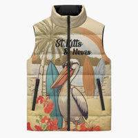 Personalized Saint Kitts And Nevis Sleeveless Puffer Jacket Brown Pelican Beach Vibe - Wonder Print Shop