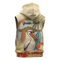 Personalized Saint Kitts And Nevis Sleeveless Zip Hoodie Brown Pelican Beach Vibe - Wonder Print Shop