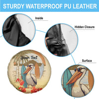 Personalized Saint Kitts And Nevis Spare Tire Cover Brown Pelican Beach Vibe - Wonder Print Shop