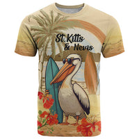 Personalized Saint Kitts And Nevis T Shirt Brown Pelican Beach Vibe - Wonder Print Shop