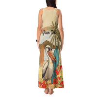 Personalized Saint Kitts And Nevis Tank Maxi Dress Brown Pelican Beach Vibe - Wonder Print Shop