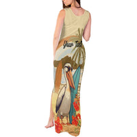 Personalized Saint Kitts And Nevis Tank Maxi Dress Brown Pelican Beach Vibe - Wonder Print Shop