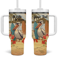 Personalized Saint Kitts And Nevis Tumbler With Handle Brown Pelican Beach Vibe - Wonder Print Shop